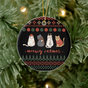 Adorno De Cerámica Gracioso gato Navidad Pun - Navidades de gatos