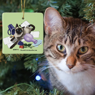 Adorno De Cerámica Gracioso gato siamés