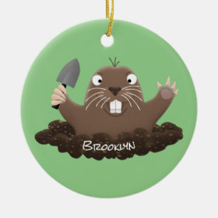 Adorno De Cerámica Gracioso gopher digging personalizado ilustracion
