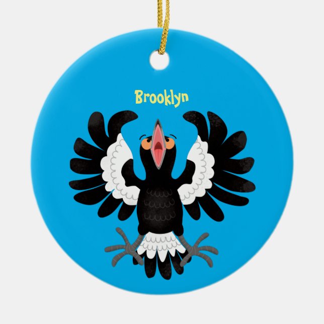 Adorno De Cerámica Gracioso ilustracion de personalizado magpie austr (Frente)