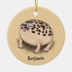 Adorno De Cerámica Gracioso ilustracion personalizado de rana del des