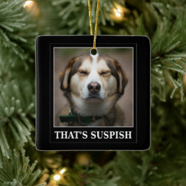 Adorno De Cerámica Gracioso meme de perro sospechoso