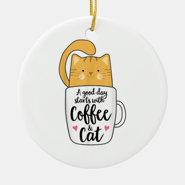 Adorno De Cerámica Gracioso Naranja Cat Coffee Mug Cat Lover (Frente)