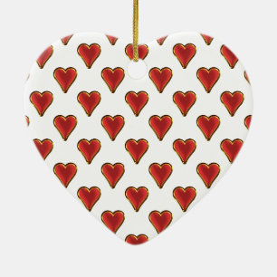 Adorno De Cerámica Gracioso patrón del corazón rojo dorado + su trase