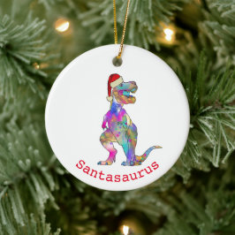 Adorno De Cerámica Gracioso Psicodelia Tyrannosaurus Rex Santa Dinosa