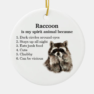 Adorno De Cerámica Gracioso Raccoon Spirit Animal Humor