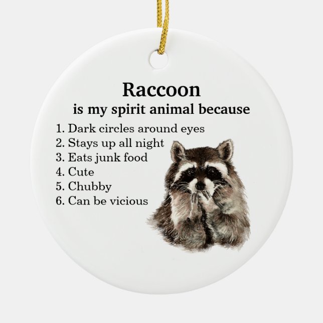 Adorno De Cerámica Gracioso Raccoon Spirit Animal Humor (Frente)
