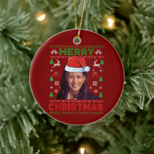 Adorno De Cerámica Gracioso regalo de Navidad navideña Kamala Harris 