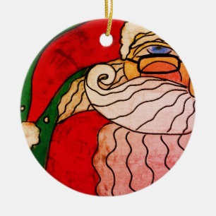 Adorno De Cerámica Gracioso Resumen Art Santa Claus