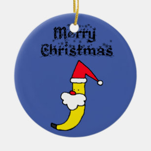 Adorno De Cerámica Gracioso Santa Banana Feliz Navidad