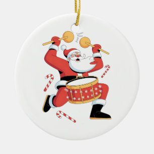 Adorno De Cerámica Gracioso Santa Drummer Navidades feos navidad tamb
