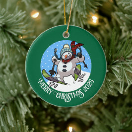 Adorno De Cerámica Gracioso Snowman Feliz Navidad Añade el año Person