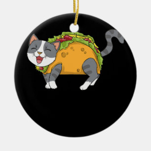 Adorno De Cerámica Gracioso Taco Cat Comida Mexicana Hombres Jóvenes