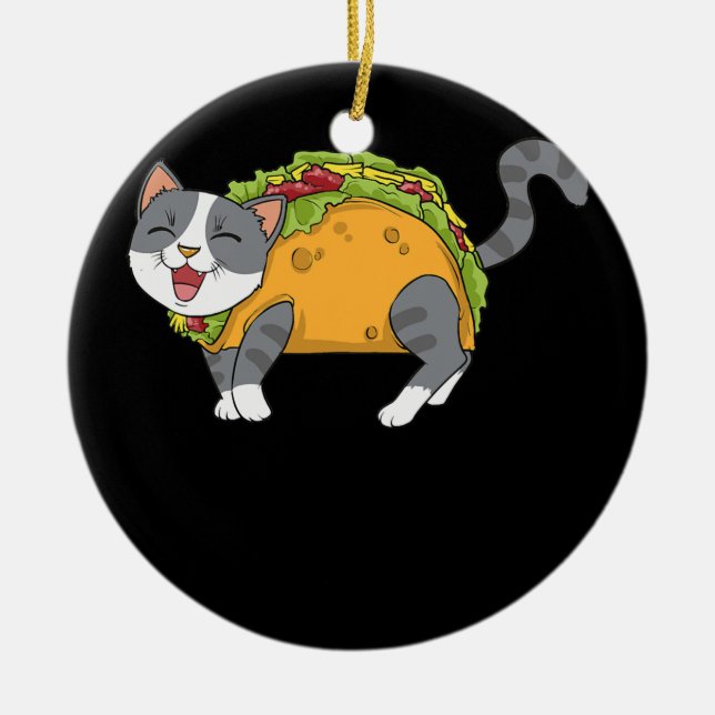 Adorno De Cerámica Gracioso Taco Cat Comida Mexicana Hombres Jóvenes (Frente)