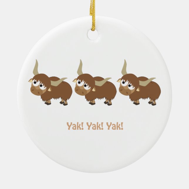 Adorno De Cerámica Gracioso Yak Yak Yak Pun Cute Personalizado Yaks (Atrás)