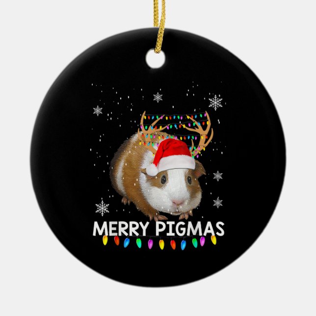 Adorno De Cerámica Graciosos Navidades de cerdo guineanos (Frente)