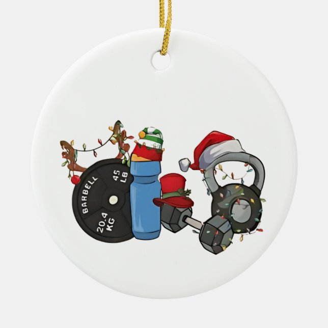 Adorno De Cerámica Graciosos Navidades de gimnasia artística en Santa (Frente)