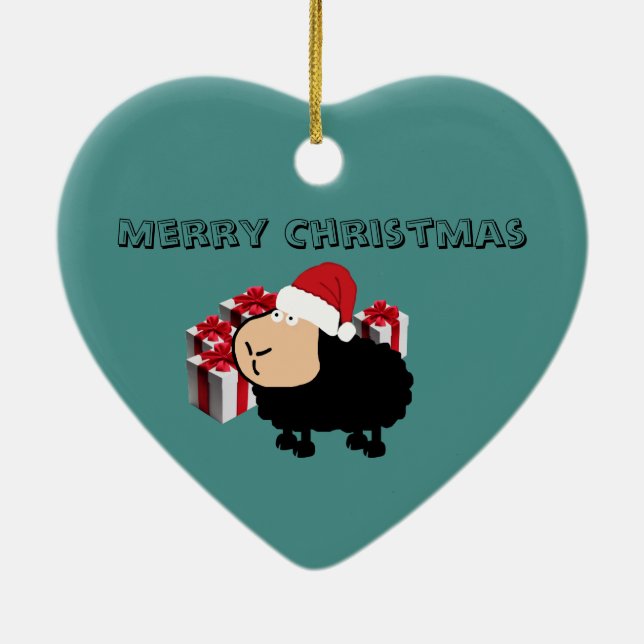 Adorno De Cerámica Graciosos Navidades de ovejas de Santa personaliza (Atrás)