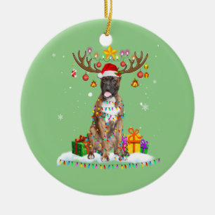 Adorno De Cerámica Graciosos Navidades de perros de Boxer Tee Reindes