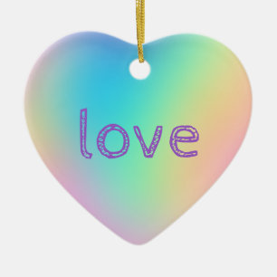 Adorno De Cerámica Gradiente suave de arcoiris primático "AMOR"