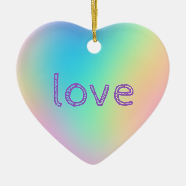 Adorno De Cerámica Gradiente suave de arcoiris primático "AMOR" (Frente)
