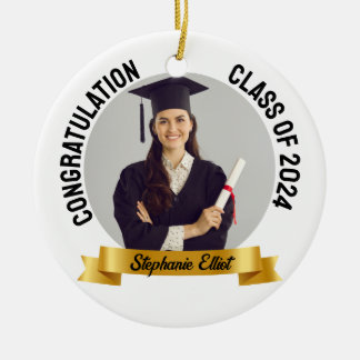 Adorno De Cerámica Graduación Clase De Cinta De Oro Del Año Escolar F