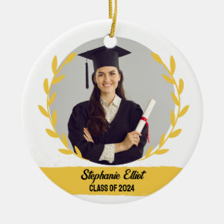Adorno De Cerámica Graduación Clase De Guirnalda Dorada De La Foto Es