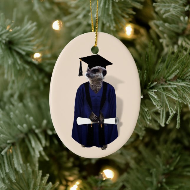 Adorno De Cerámica Graduación de grado de Meerkat (Árbol)