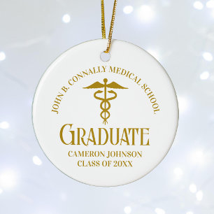 Adorno De Cerámica Graduación de la Facultad de Medicina en Oro Chic