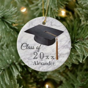 Adorno De Cerámica Graduación de Mármol Negro personalizada