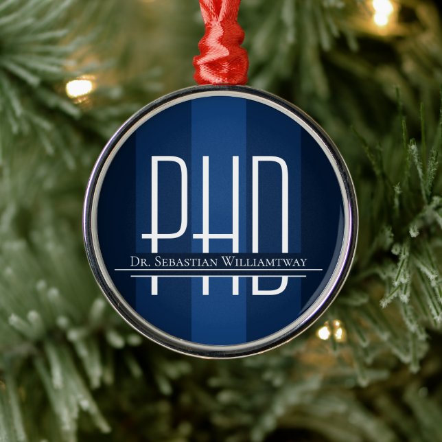 Adorno De Cerámica Graduación de PhD Blue Graduate (Árbol)