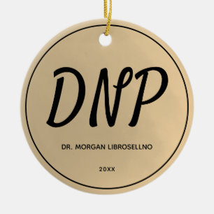 Adorno De Cerámica Graduación DNP de nombre dorado