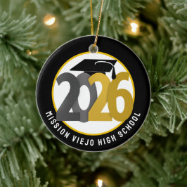 Adorno De Cerámica Graduación fotográfica Gold Grey Class de 2026