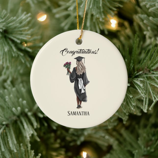 Adorno De Cerámica Graduación personalizada de acuarela (4) (Árbol)