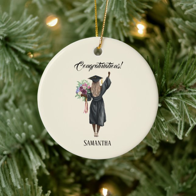 Adorno De Cerámica Graduación personalizada de acuarela (7) (Árbol)