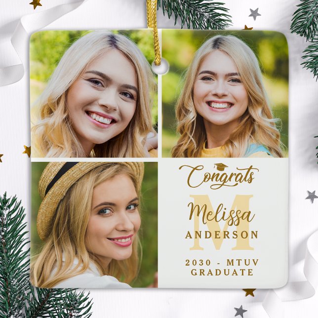 Adorno De Cerámica Graduación personalizada moderna de 3 Collages de  (Subido por el creador)