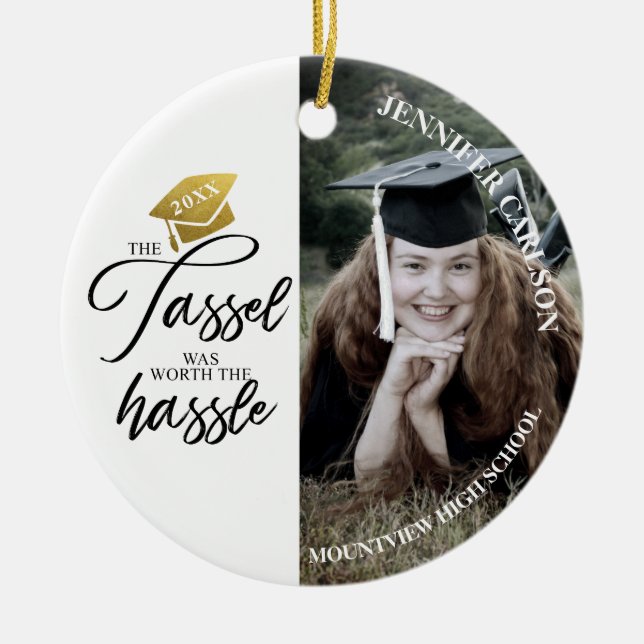 Adorno De Cerámica Graduación Tassel valía la pena. Foto (Frente)