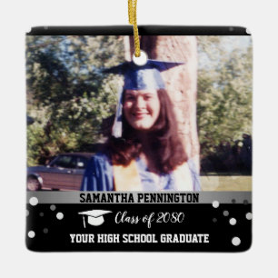Adorno De Cerámica Graduación Una Foto Confetti Keepsake