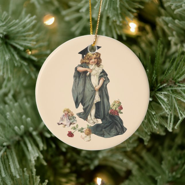 Adorno De Cerámica Graduación Vintage, ¡Felicitaciones Graduados! (Árbol)