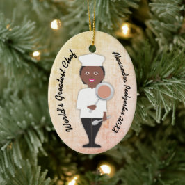 Adorno De Cerámica Graduada culinaria chef afroamericana