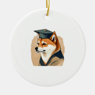 Adorno De Cerámica graduada de Shiba Inu