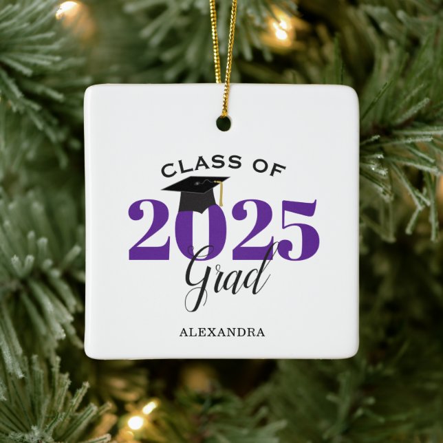 Adorno De Cerámica Graduado Clase 2025 Púrpura Moderno (Árbol)