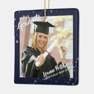 Adorno De Cerámica Graduado Editable Navy Blue & Stars Dos Fotografía