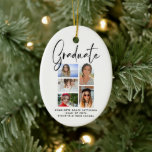 Adorno De Cerámica Graduado Elegante Script Multifoto Graduado<br><div class="desc">Elegante Script Multi Photo Graduation Graduate Christmas Ornament incluye cinco de tus fotos favoritas de tu graduado universitario o de secundaria con el rápido y moderno guión de caligrafía negra "Graduado". Sencillo,  elegante y elegante. Creado por ©Evco Studio www.zazzle.com/store/evcostudio</div>
