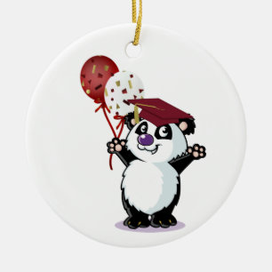 Adorno De Cerámica Graduado feliz del oso de panda