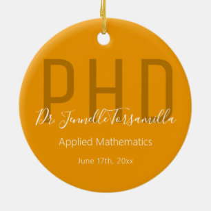 Adorno De Cerámica Graduado Keepsake Naranja Título de Doctorado