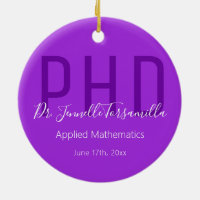 Graduado Keepsake Purple White Name Degree PhD