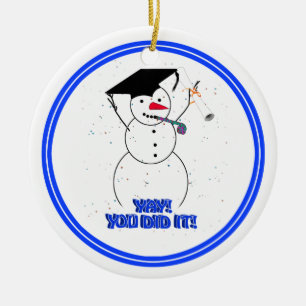 Adorno De Cerámica Graduando hombres de nieve - ¡YAY! ¡Lo hiciste!