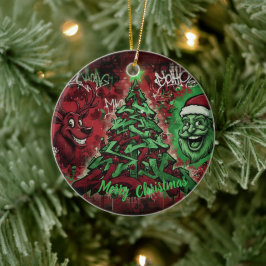 Adorno De Cerámica Graffiti Christmas Round Ornament