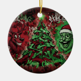 Adorno De Cerámica Graffiti Christmas Round Ornament